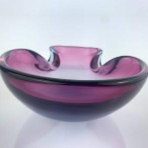 Vintage 20th-century continental purple studio art glass bowl vintage housewarming gift purple glass gift for her retro glass bowl